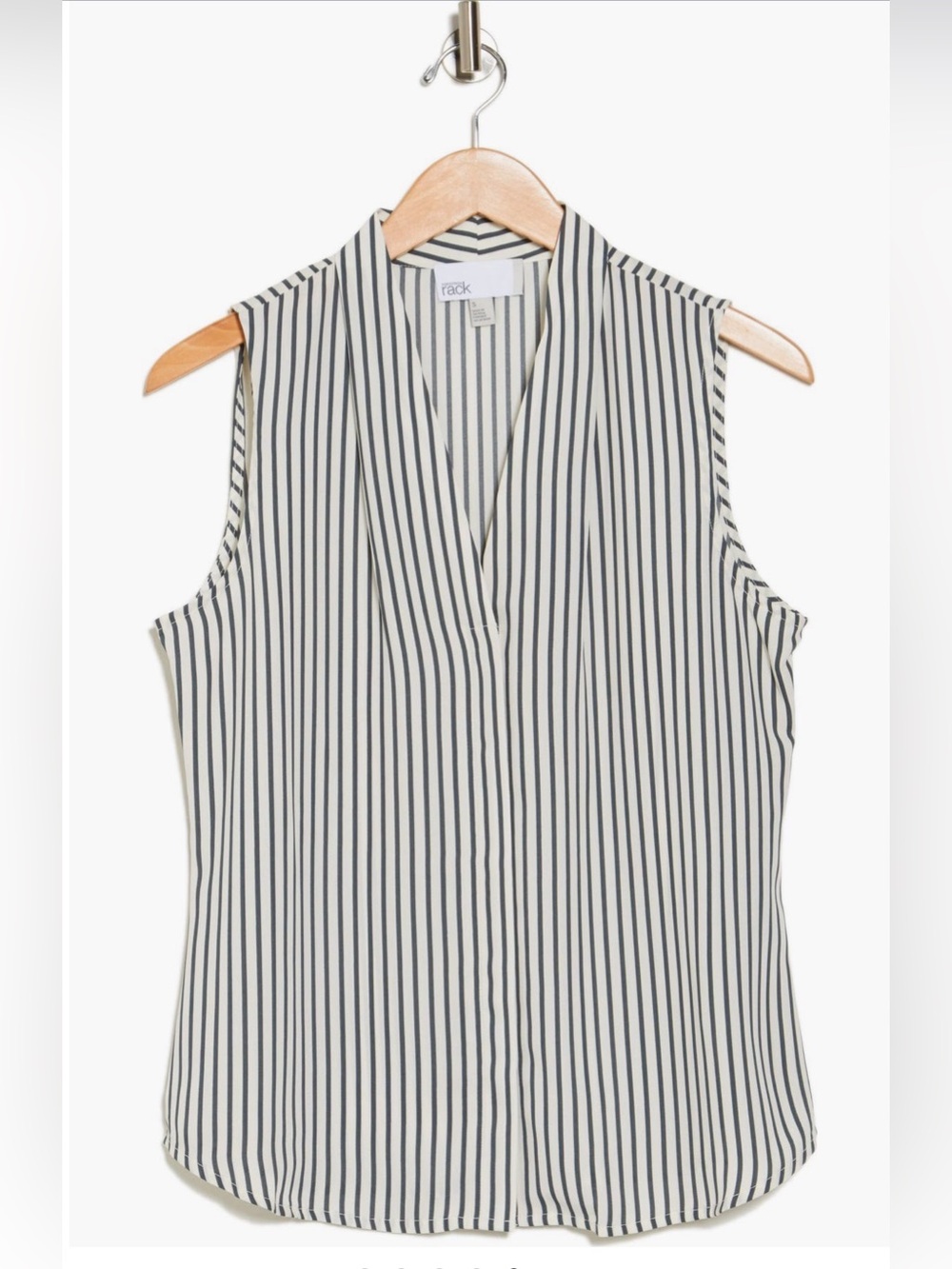 Nordstrom Rack Sleeveless Black & White Vertical Stripe V-Neck Blouse
